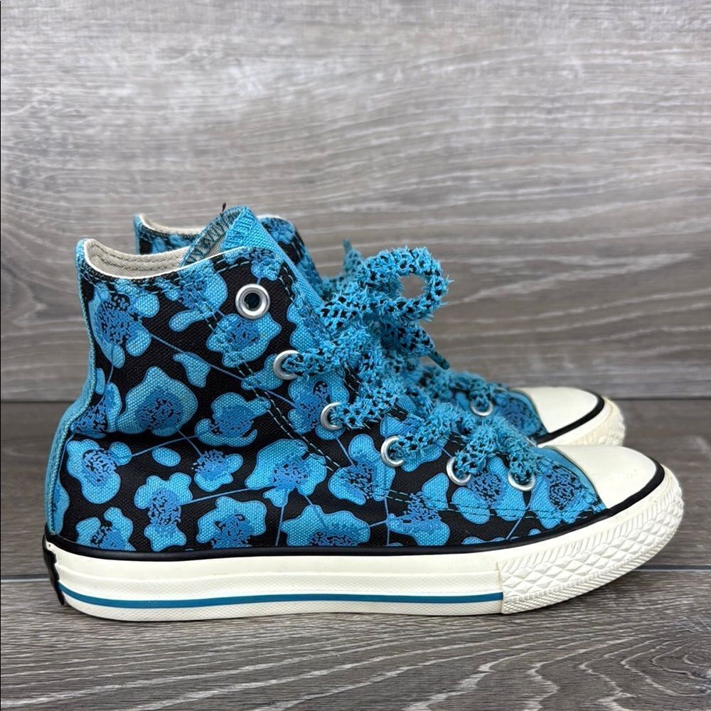 Converse CT All-Star x Dr Woo Little Girl Sz 13 Hi Top Blue Floral Sneakers